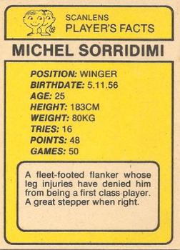 1981 Scanlens #110 Michel Sorridimi Back